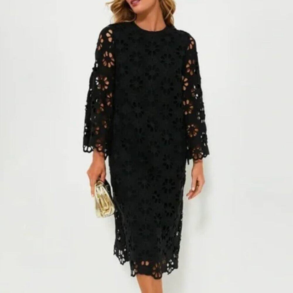 TUCKERNUCK Noir Eyelet Hutton Dress Black Size Medium NWT